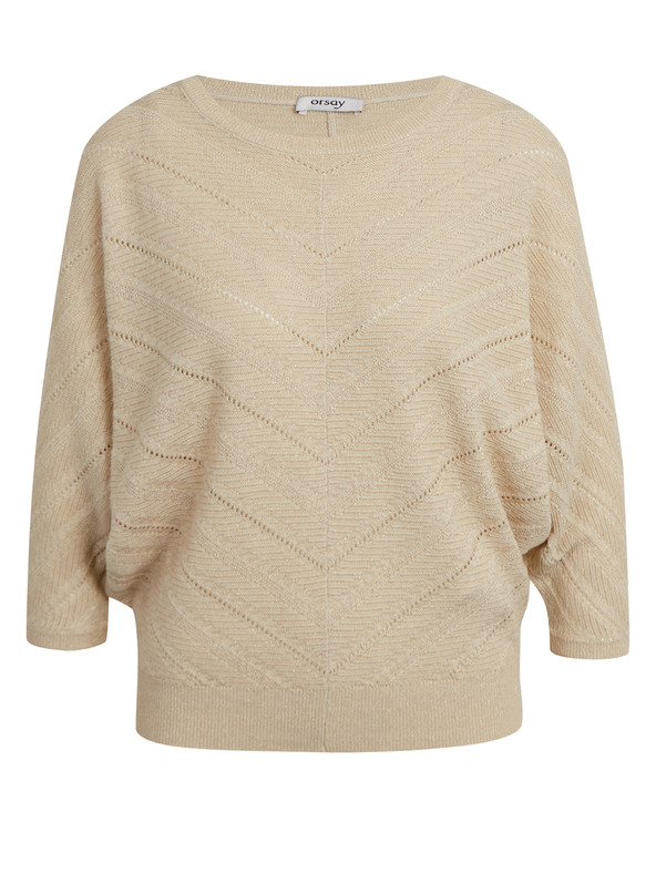 Orsay Beigefarbene gemusterte Damen-Strickjacke ORSAY