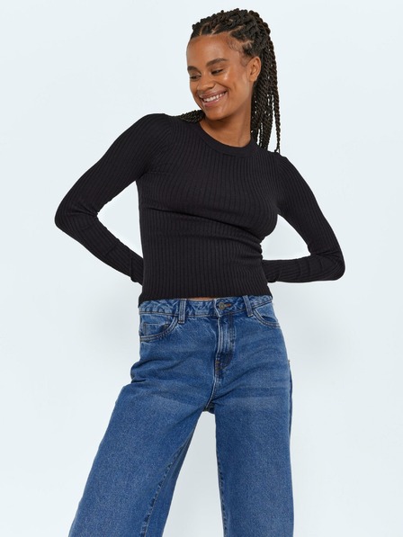 Noisy May Schwarzer gerippter Pullover Noisy May Ship