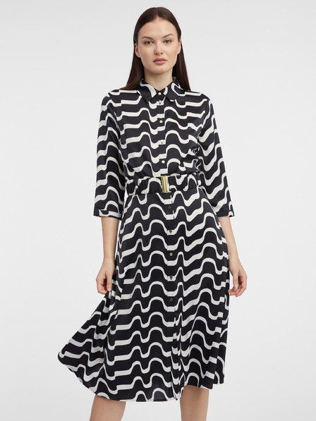 Orsay Schwarzes gemustertes Damen Hemdkleid ORSAY