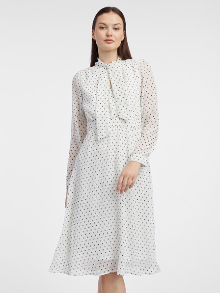 Orsay Cremefarbenes Damen-Polka-Dot-Kleid ORSAY