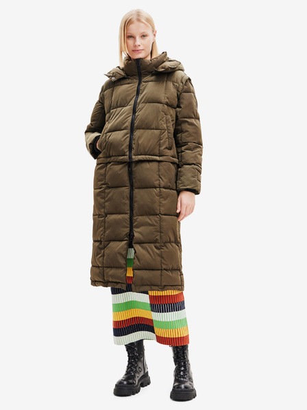 Desigual Khaki Damen-Winter-Steppmantel/Weste Desigual Tetris