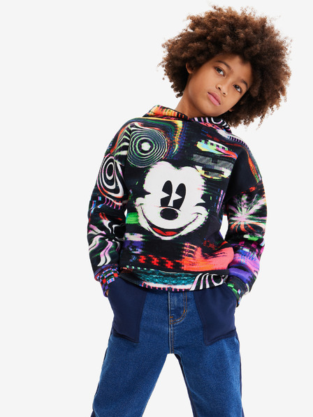 Desigual Schwarzer gemusterter Kapuzenpullover für Jungen Desigual Aryeh Mickey