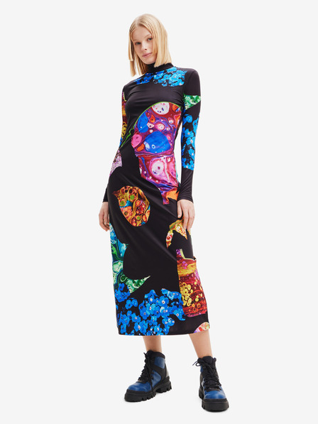 Desigual Blau-schwarz gemustertes Maxikleid für Damen Desigual Arles - Lacroix