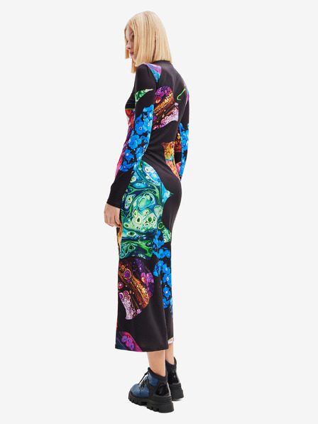 Desigual Blau-schwarz gemustertes Maxikleid für Damen Desigual Arles - Lacroix