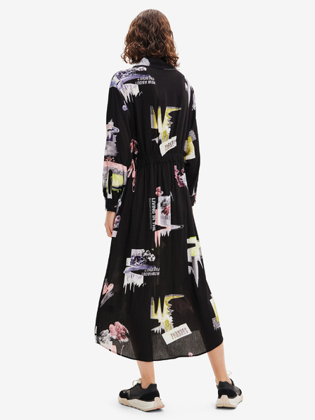 Desigual Schwarzes gemustertes Damen Hemdblusenkleid Desigual Percy