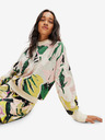Desigual Grüner und weißer gemusterter Damenpullover von Desigual Tropi