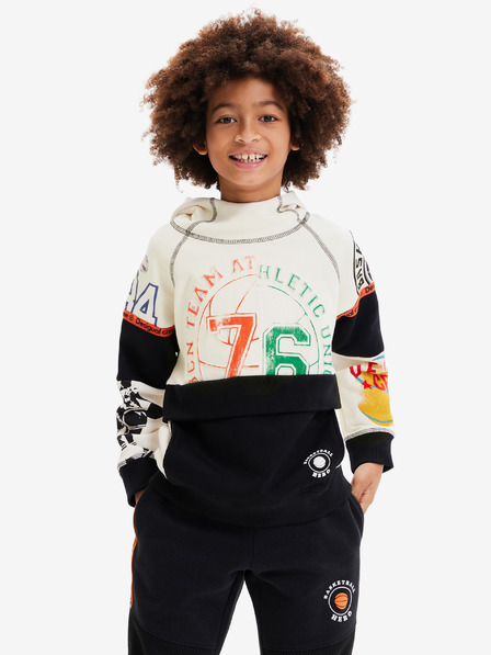 Desigual Schwarz-cremefarbener Kapuzenpullover für Jungen Desigual Renne
