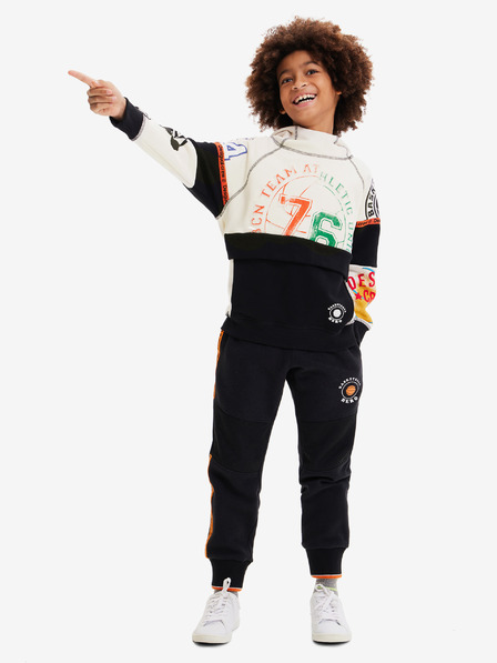 Desigual Schwarz-cremefarbener Kapuzenpullover für Jungen Desigual Renne