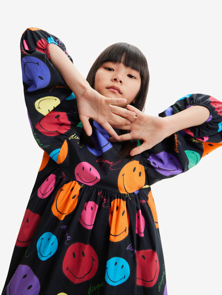 Desigual Desigual Alexa schwarzes gemustertes Kleid für Mädchen