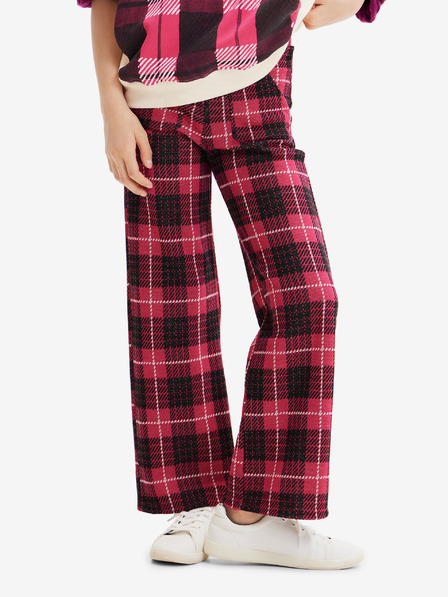 Desigual Dunkelrosa karierte Desigual Denis Hose für Mädchen