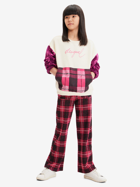 Desigual Dunkelrosa karierte Desigual Denis Hose für Mädchen