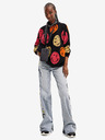 Desigual Schwarzer Desigual Smiley gemusterter Pullover für Damen in Übergröße