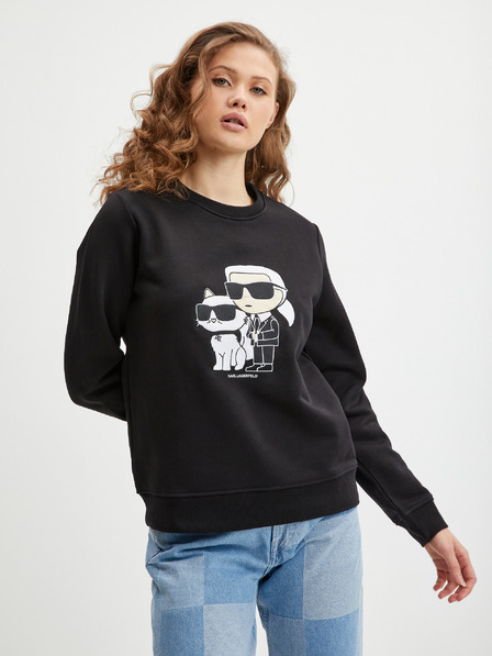 Karl Lagerfeld Schwarzes Damen-Sweatshirt KARL LAGERFELD Ikonik