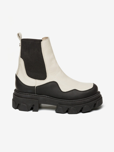 Steve Madden Schwarze Lederstiefeletten in Creme Steve Madden Merilyn