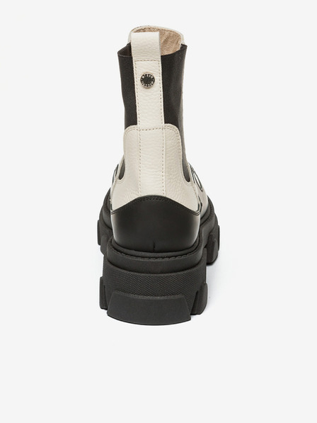 Steve Madden Schwarze Lederstiefeletten in Creme Steve Madden Merilyn