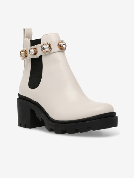 Steve Madden Cremefarbene Steve Madden Amulet Damenstiefeletten mit Absatz