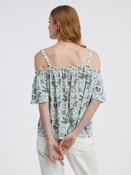 CAMAIEU Mintfarbene Damenbluse mit Blumenmuster CAMAIEU
