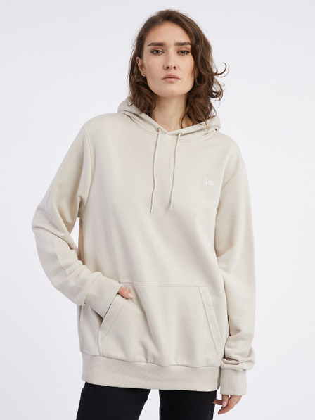 New Era Cremefarbener Damen-Kapuzenpullover in Übergröße New Era Essentials