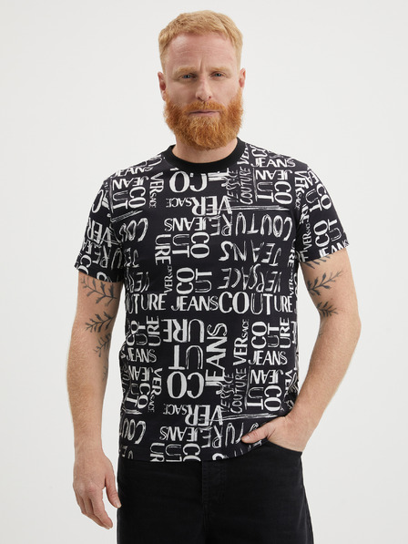 Versace Jeans Couture Schwarzes gemustertes Herren-T-Shirt Versace Jeans Couture