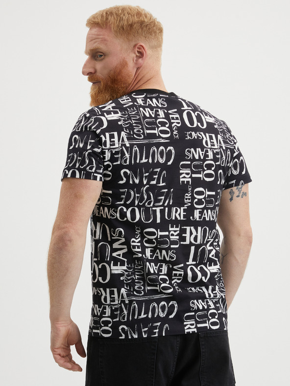 Versace Jeans Couture Schwarzes gemustertes Herren-T-Shirt Versace Jeans Couture