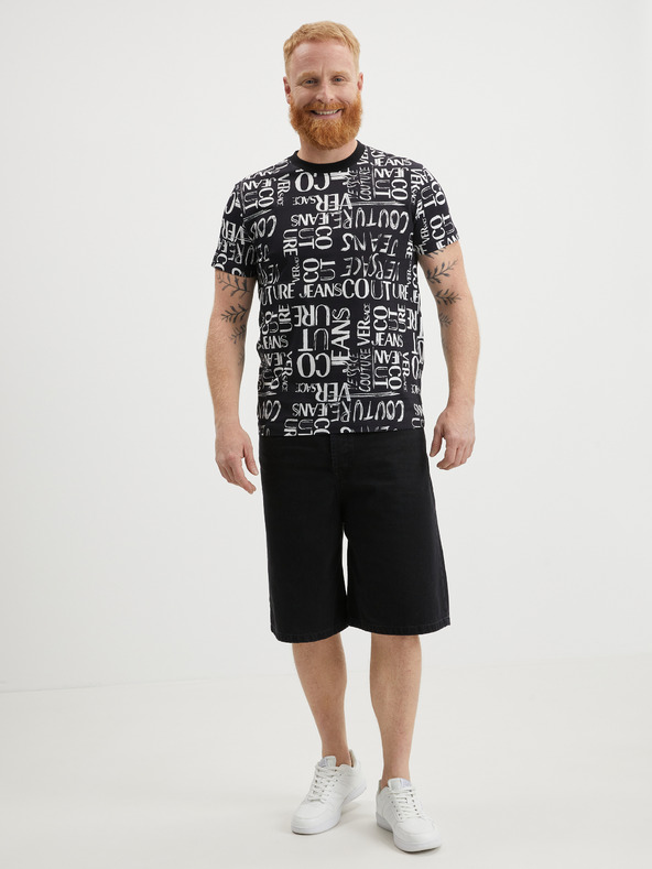 Versace Jeans Couture Schwarzes gemustertes Herren-T-Shirt Versace Jeans Couture