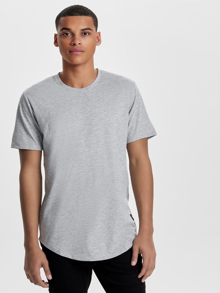 ONLY & SONS Hellgrau gestreiftes Basic-T-Shirt ONLY & SONS Matt