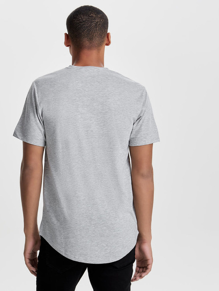 ONLY & SONS Hellgrau gestreiftes Basic-T-Shirt ONLY & SONS Matt