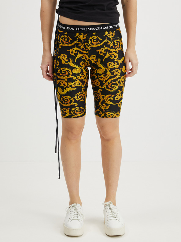 Versace Jeans Couture Versace Jeans Couture gelbe und schwarze gemusterte kurze Leggings für Damen