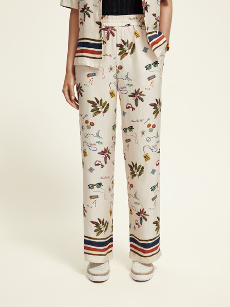 Scotch & Soda Cremefarbene gemusterte Hose für Damen Scotch & Soda