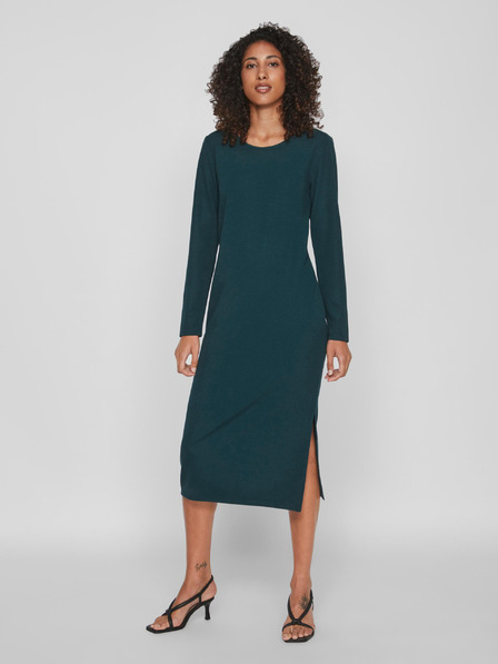 Vila Dunkelgrünes Basic-Midikleid für Damen VILA Armerone