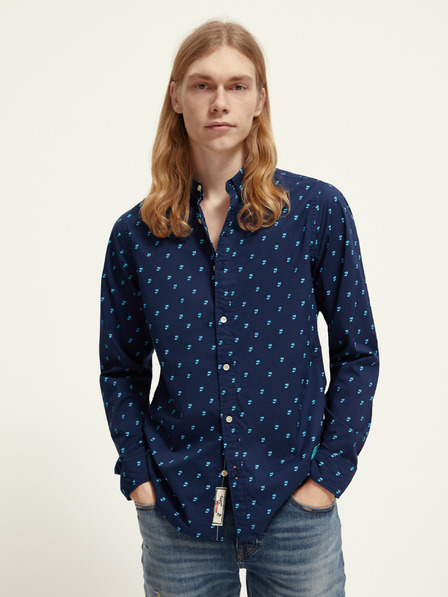 Scotch & Soda Dunkelblau gemustertes Herrenhemd Scotch & Soda