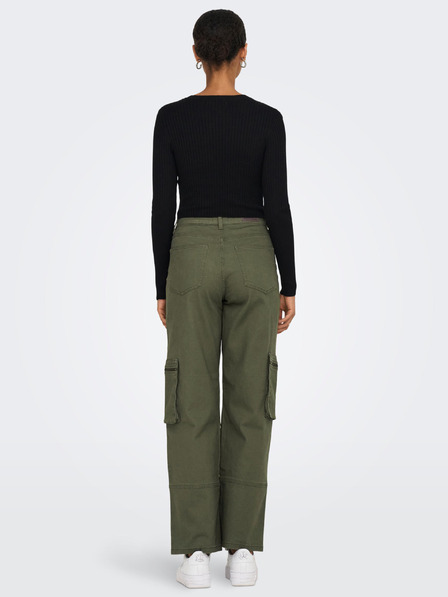 ONLY Schwarz Damen Cropped Rippstrick Pullover ONLY Karol