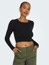 ONLY Schwarz Damen Cropped Rippstrick Pullover ONLY Karol