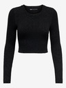 ONLY Schwarz Damen Cropped Rippstrick Pullover ONLY Karol