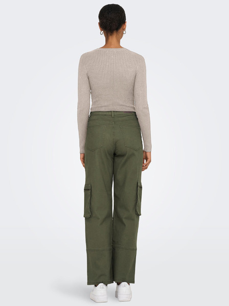 ONLY Beige Damen Cropped Rippstrick Pullover ONLY Karol