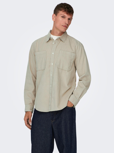 ONLY & SONS Beige Herrenoberteil Cordhemd ONLY & SONS Al