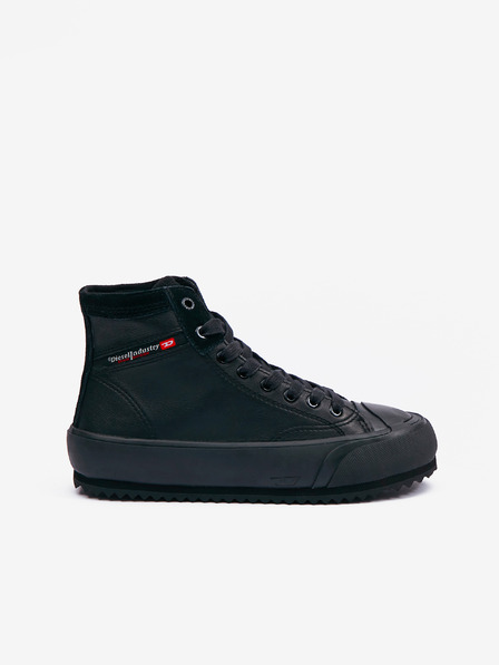 Diesel Schwarze Damen Leder Knöchel Turnschuhe Diesel Principia