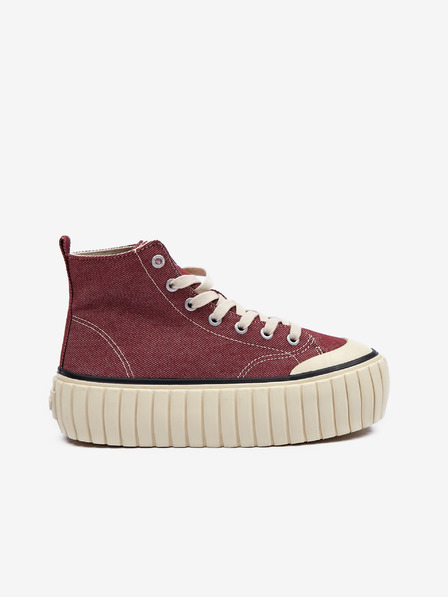 Diesel Diesel Hanami burgunderfarbene Damen-Sneakers mit Plateausohle