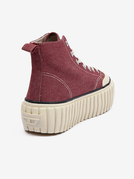 Diesel Diesel Hanami burgunderfarbene Damen-Sneakers mit Plateausohle