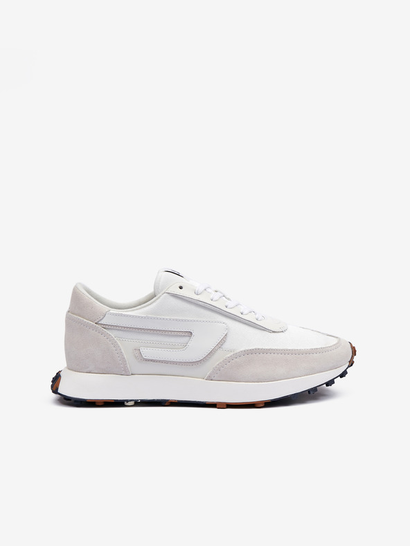 Diesel Beigefarbene und weiße Herren-Sneakers mit Wildlederdetails Diesel Racer