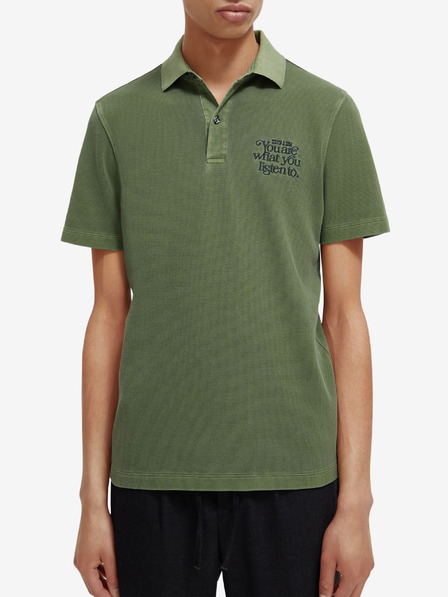 Scotch & Soda Grünes Herren-Poloshirt Scotch & Soda Garment Dye