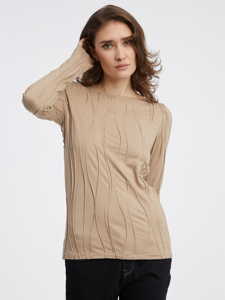 AWARE by VERO MODA Beigefarbenes gemustertes Damen-T-Shirt AWARE von VERO MODA Gudrun