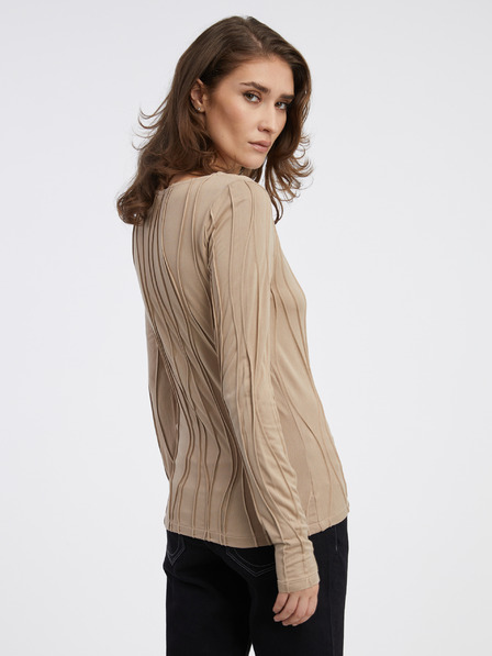 AWARE by VERO MODA Beigefarbenes gemustertes Damen-T-Shirt AWARE von VERO MODA Gudrun
