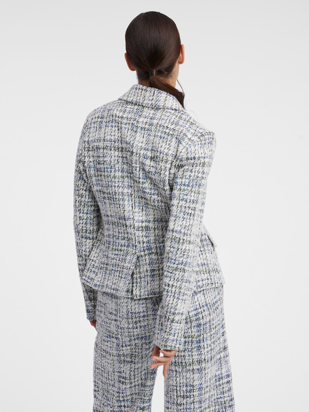 Orsay Blaue und cremefarbene zweireihige Tweed-Jacke Damen ORSAY