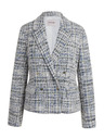 Orsay Blaue und cremefarbene zweireihige Tweed-Jacke Damen ORSAY