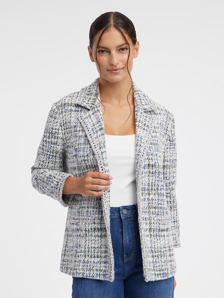 Orsay Blaue und cremefarbene Damen-Tweedjacke ORSAY