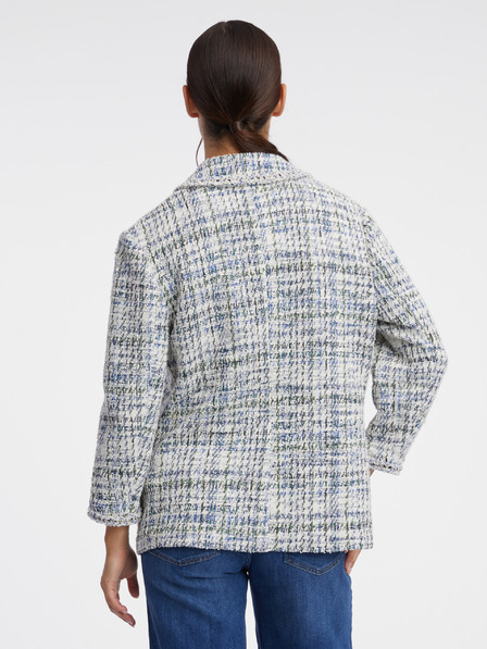 Orsay Blaue und cremefarbene Damen-Tweedjacke ORSAY
