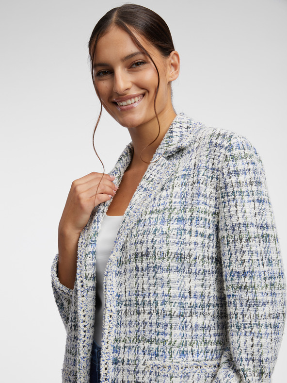 Orsay Blaue und cremefarbene Damen-Tweedjacke ORSAY