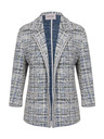 Orsay Blaue und cremefarbene Damen-Tweedjacke ORSAY