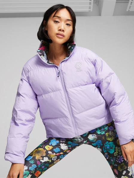 Puma Lila und schwarze Damen-Wendejacke Puma x Liberty